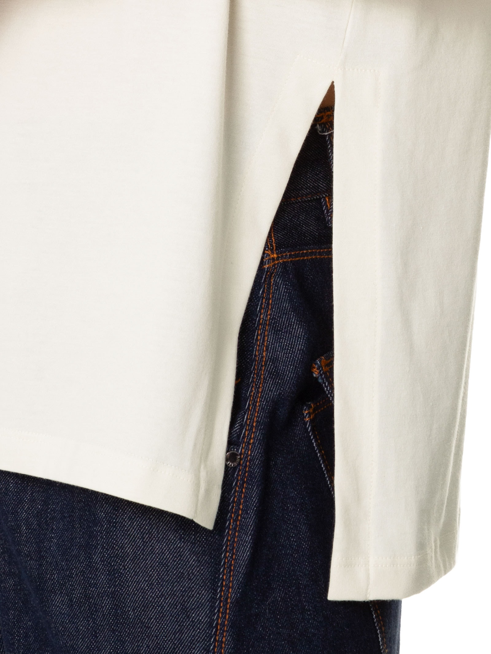 Regata De Malha Off White Basic Com Fenda Branco Animale