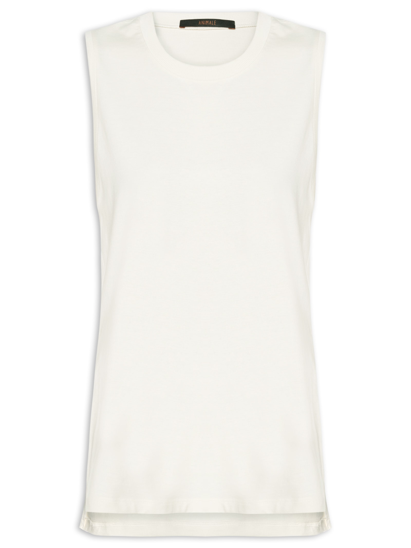 Regata De Malha Off White Basic Com Fenda Branco Animale