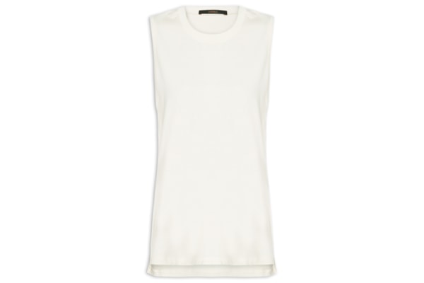 Regata De Malha Off White Basic Com Fenda - Branco