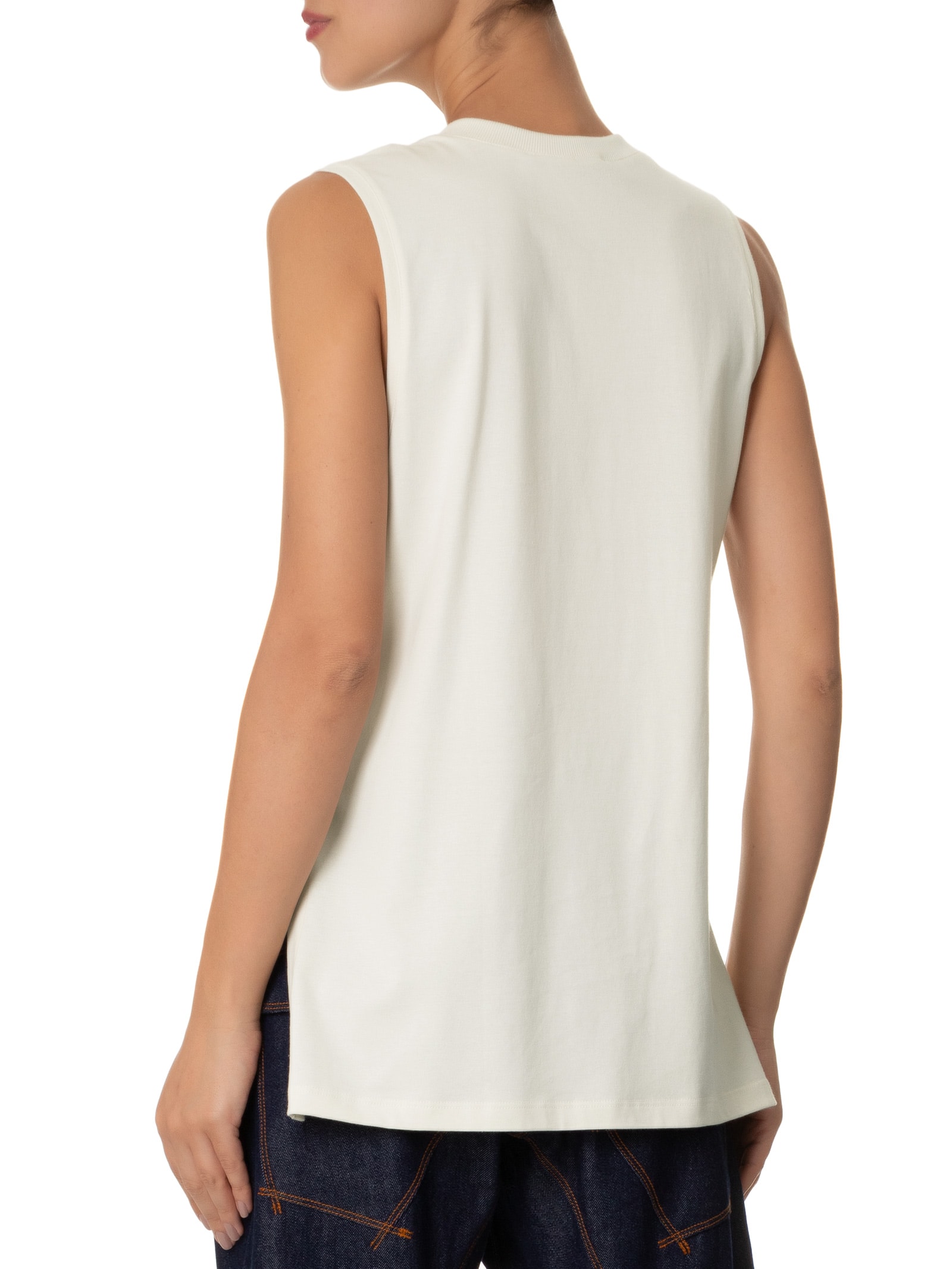 Regata De Malha Off White Basic Com Fenda Branco Animale