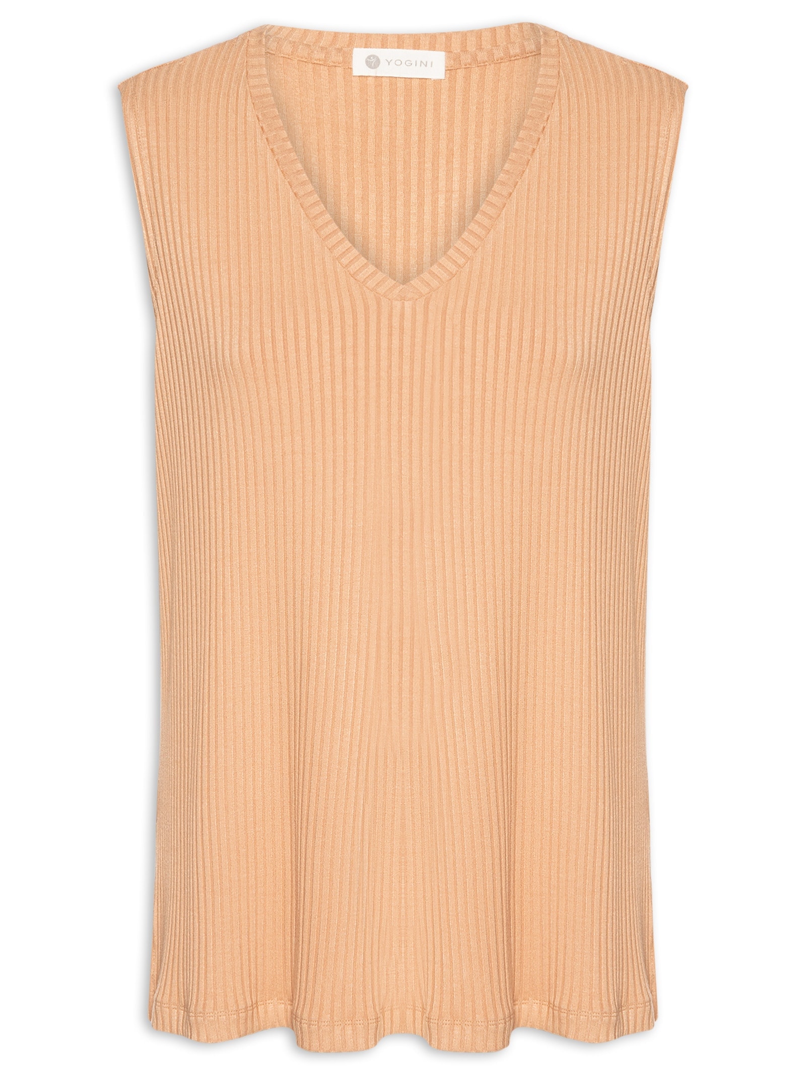 Regata Decote V Canelada Castanho Miriam Yogini