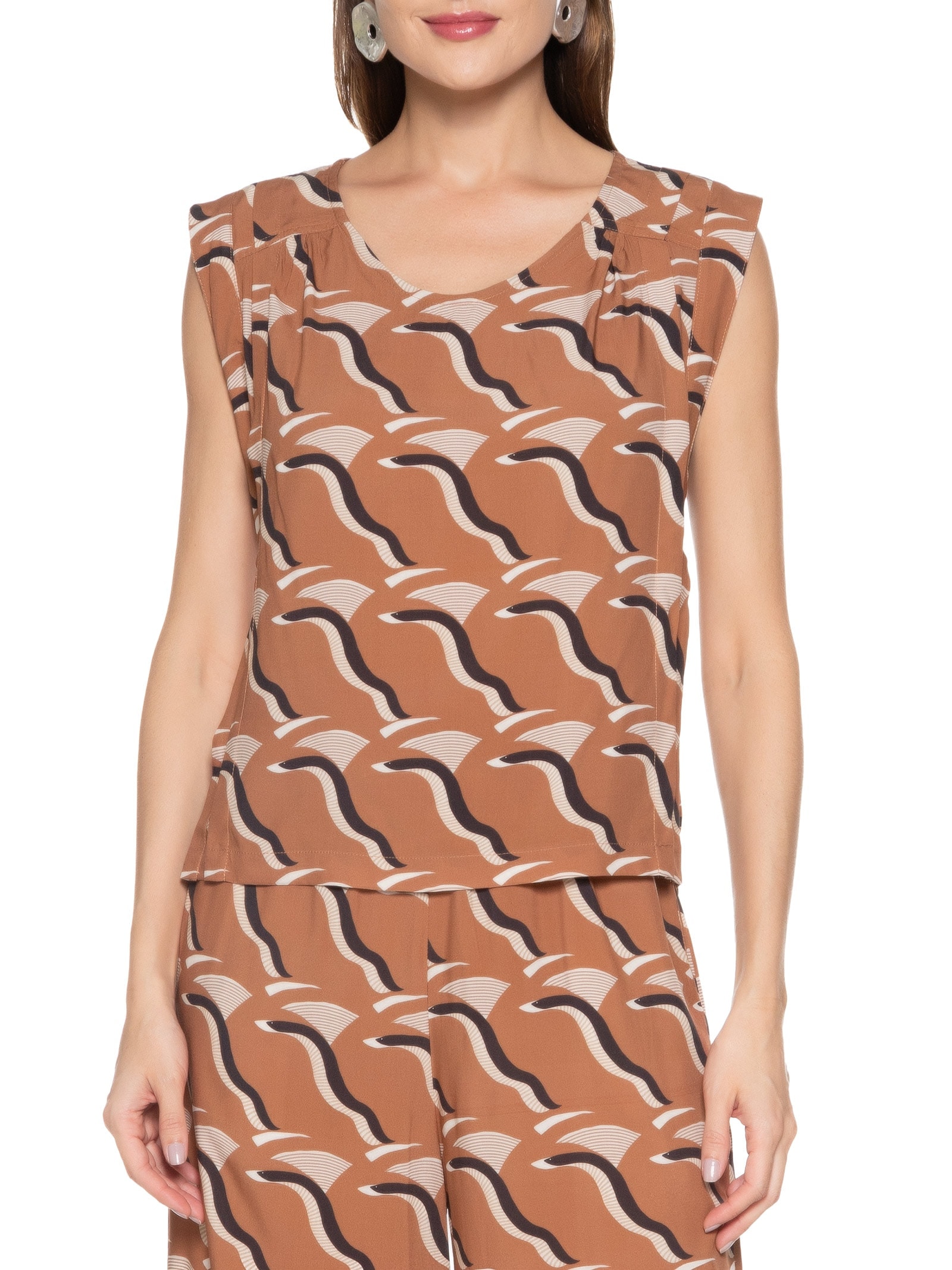 Regata Detalhada Estampa Dual Snakes Laranja Mob