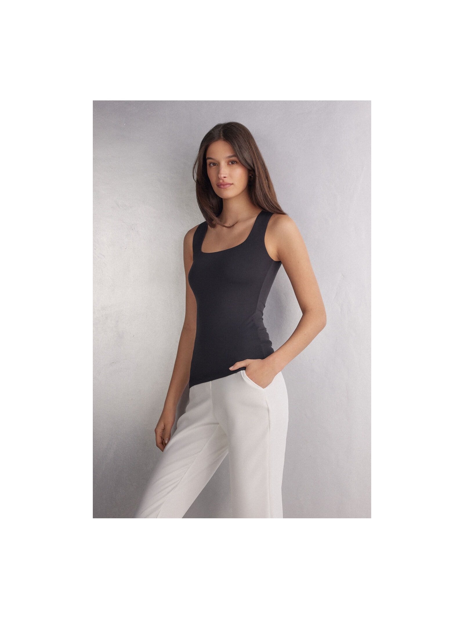 Regata Em Fresh Bamboo Preto Intimissimi
