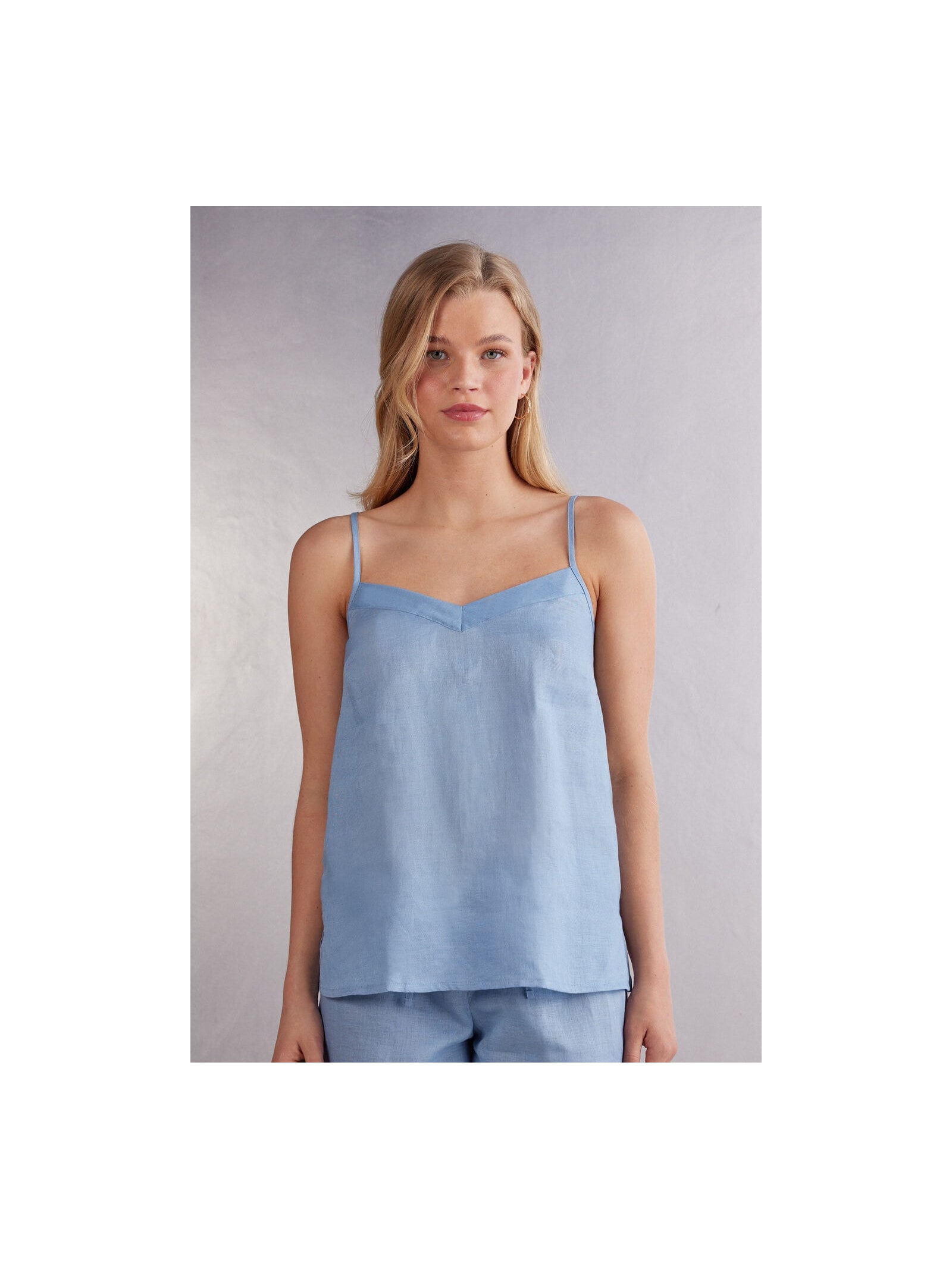 Regata Em Linho Azul Intimissimi