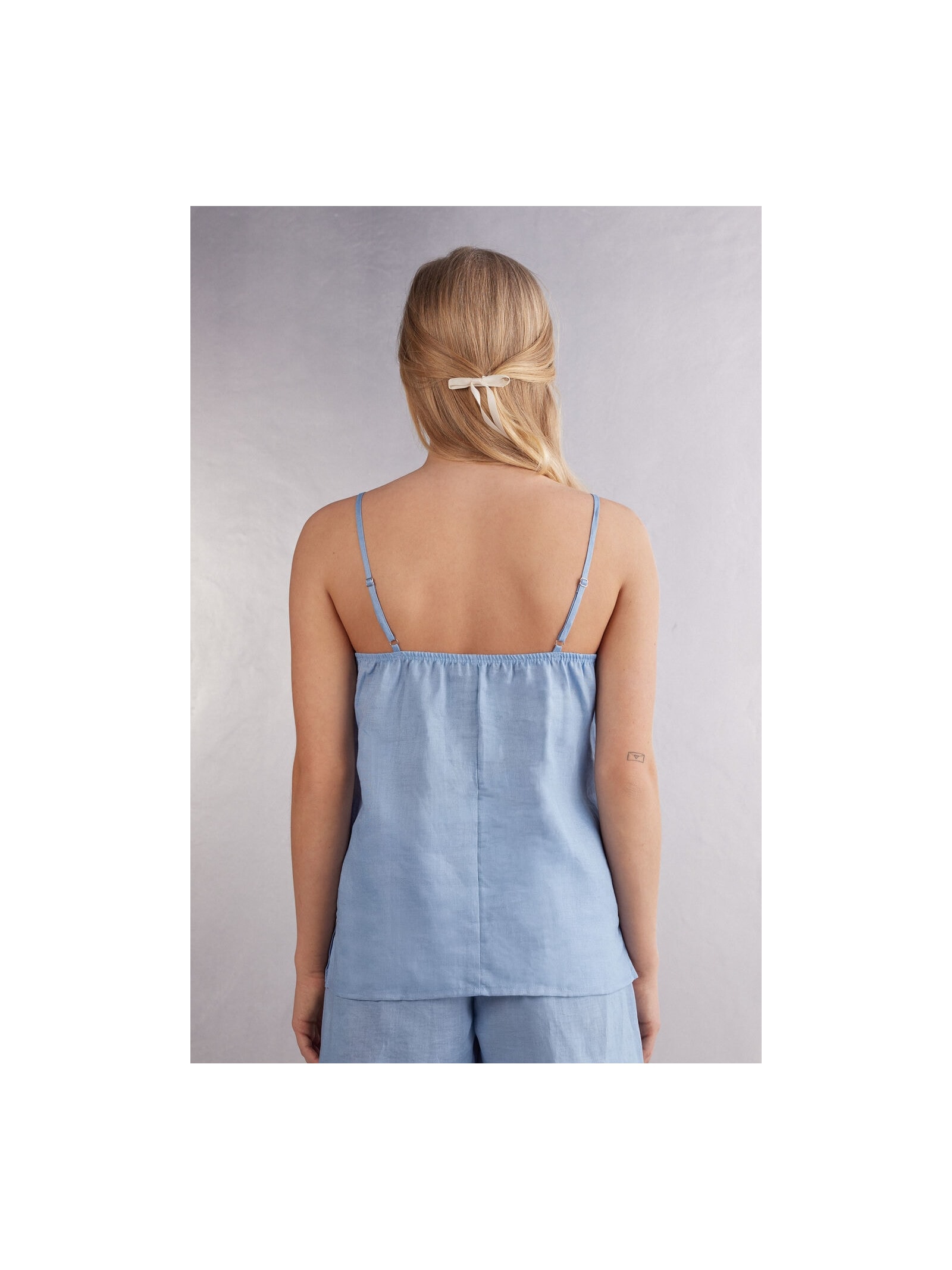 Regata Em Linho Azul Intimissimi