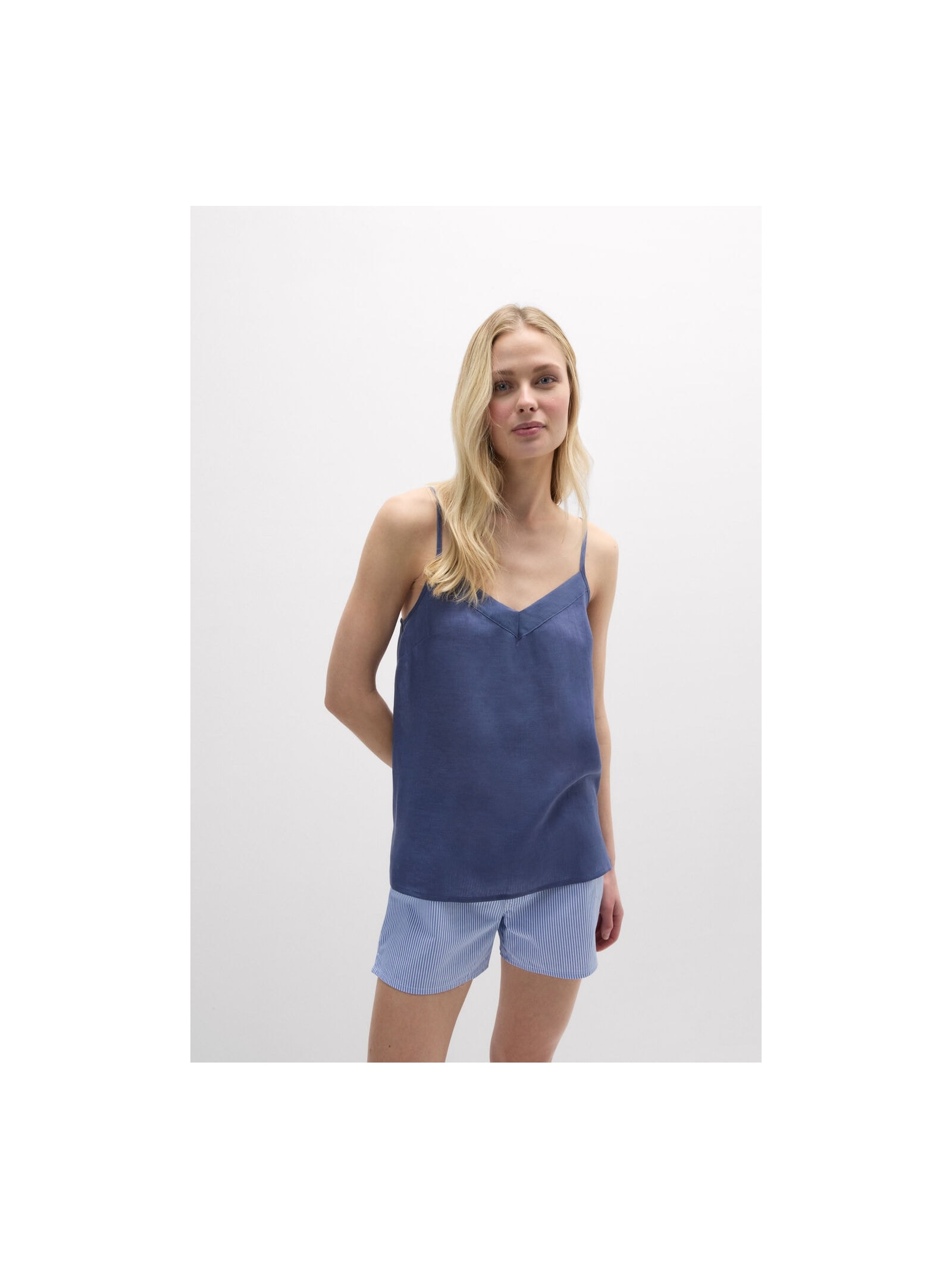 Regata Em Linho Azul Intimissimi