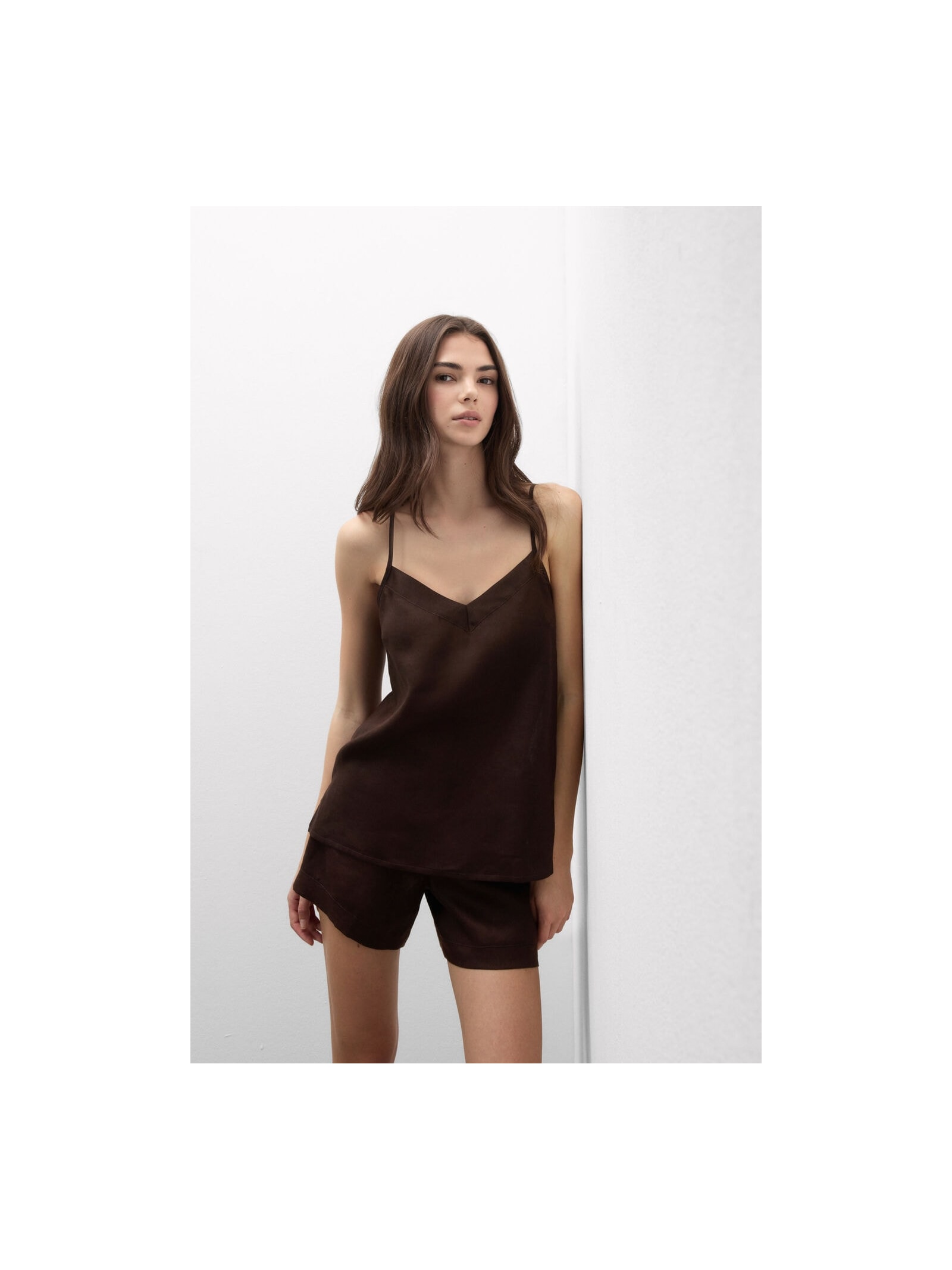 Regata Em Linho Marrom Intimissimi