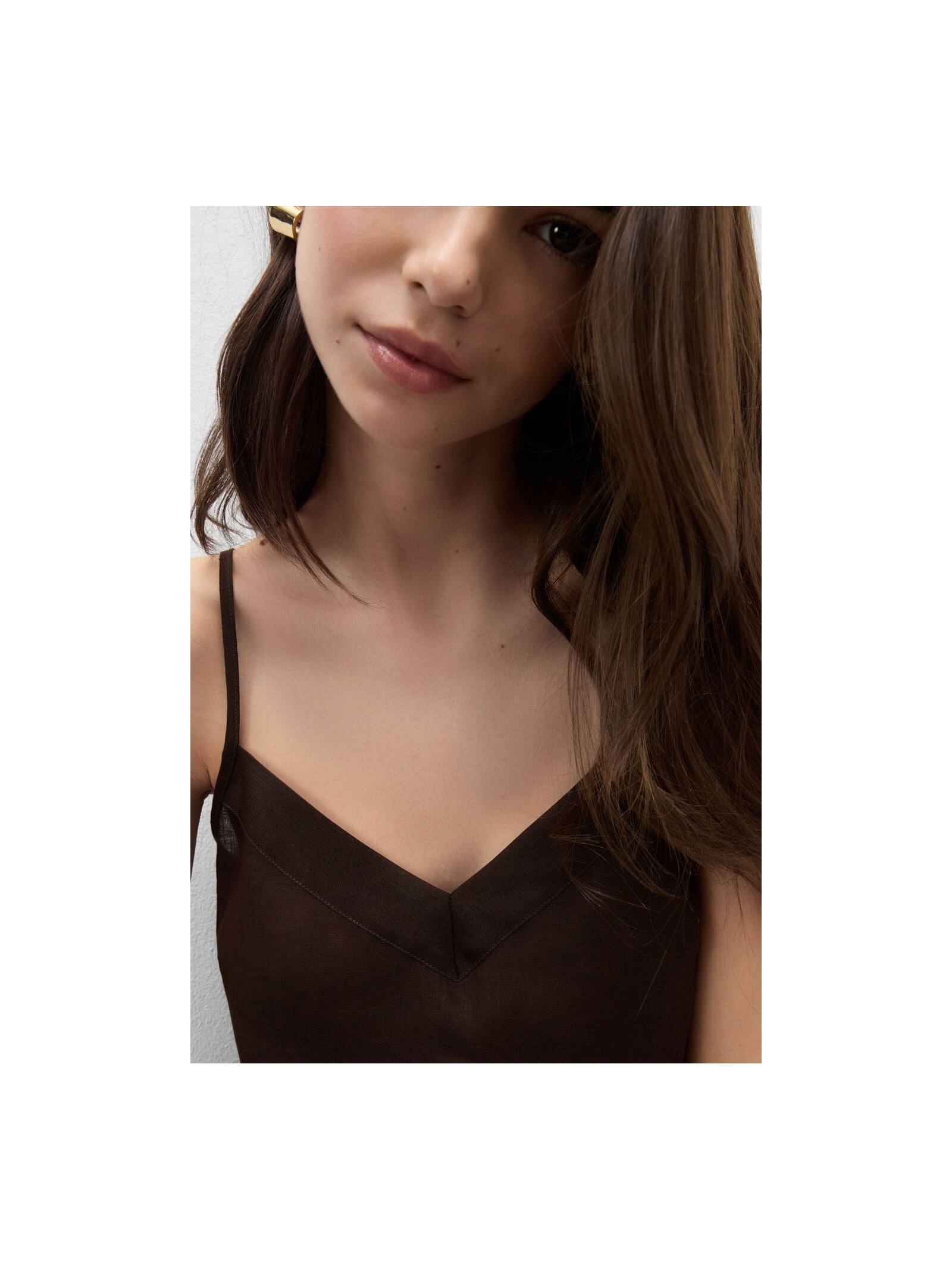 Regata Em Linho Marrom Intimissimi