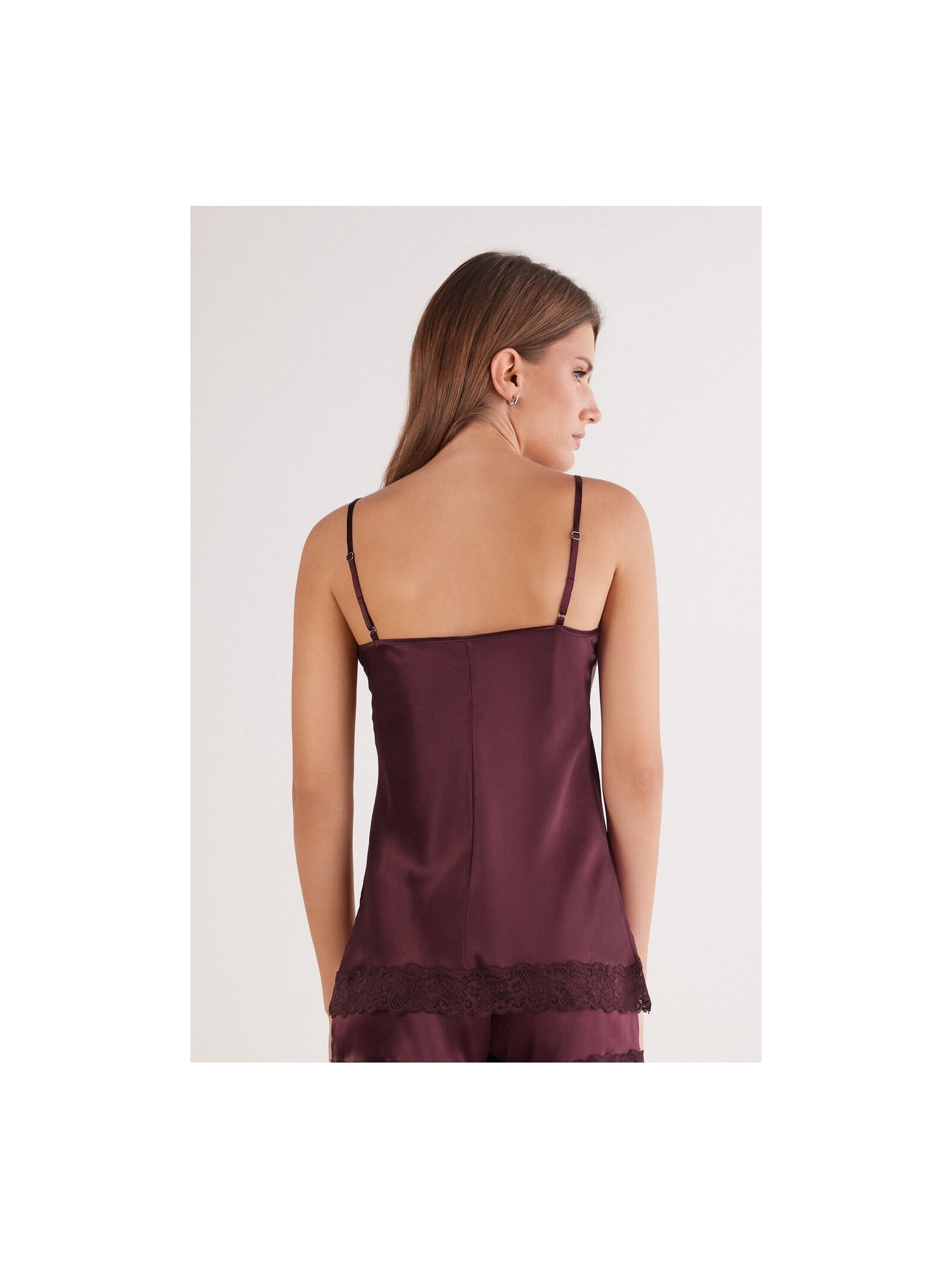 Regata Em Seda e Renda Bordô Intimissimi