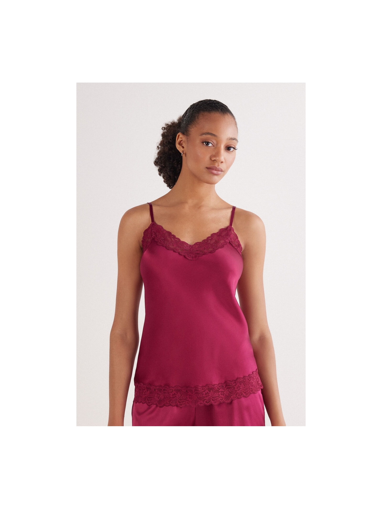 Regata Em Seda e Renda Bordô Intimissimi