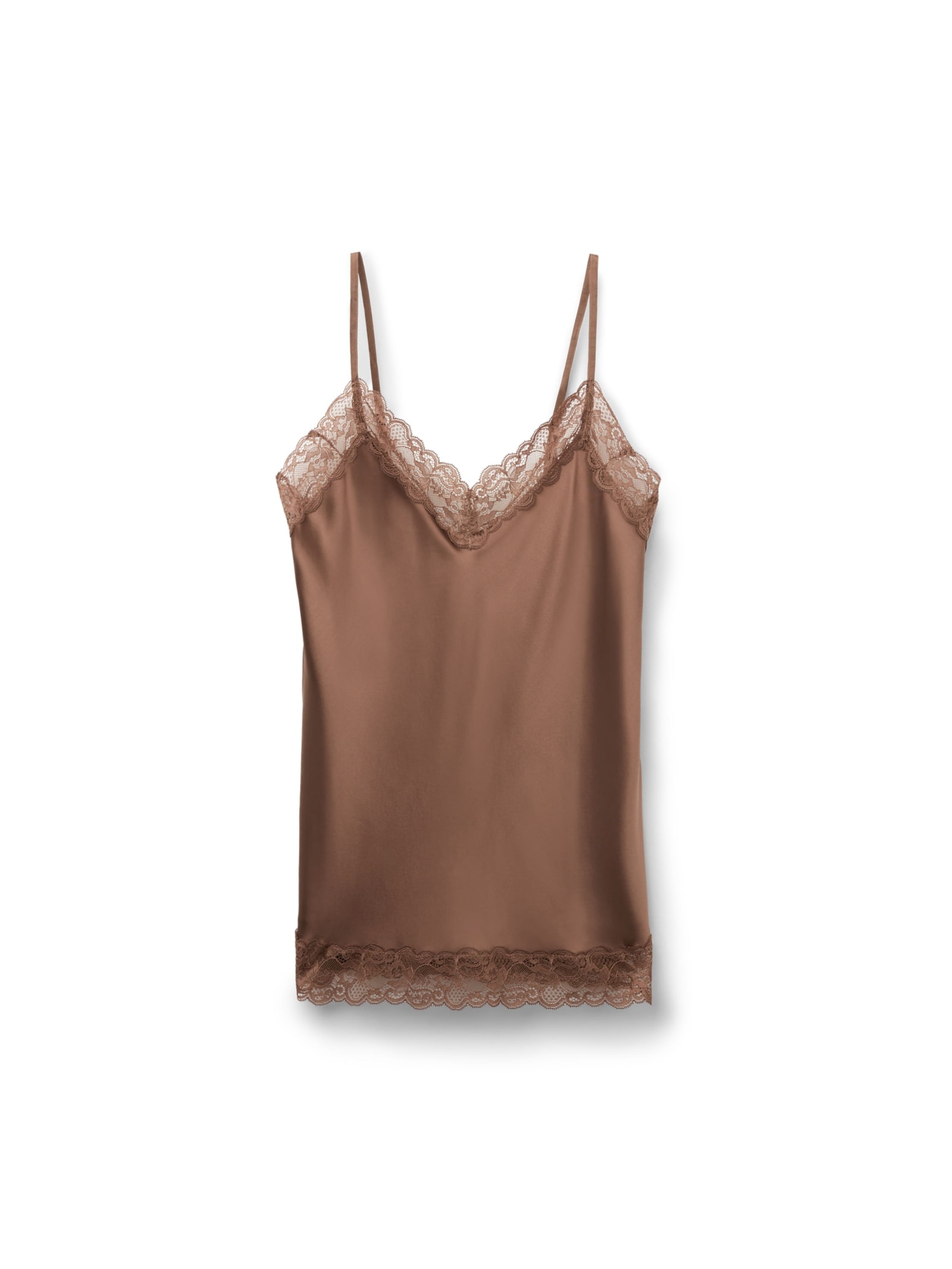 Regata Em Seda e Renda Marrom Intimissimi