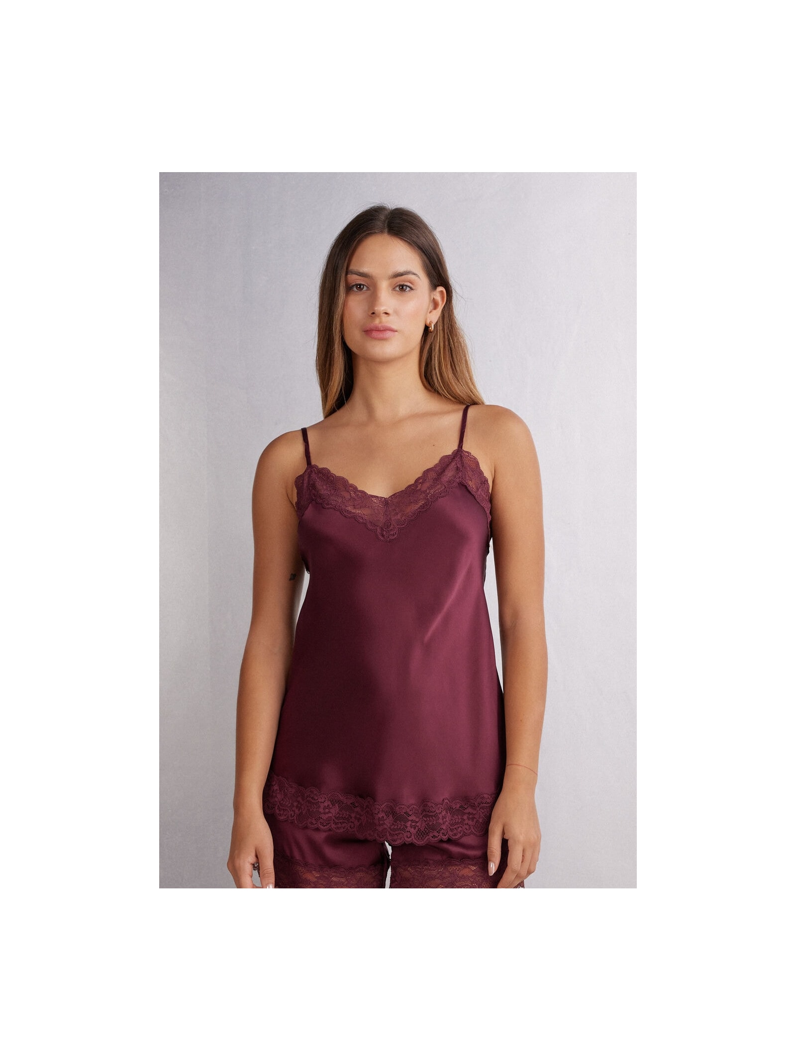 Regata Em Seda e Renda Vermelho Intimissimi