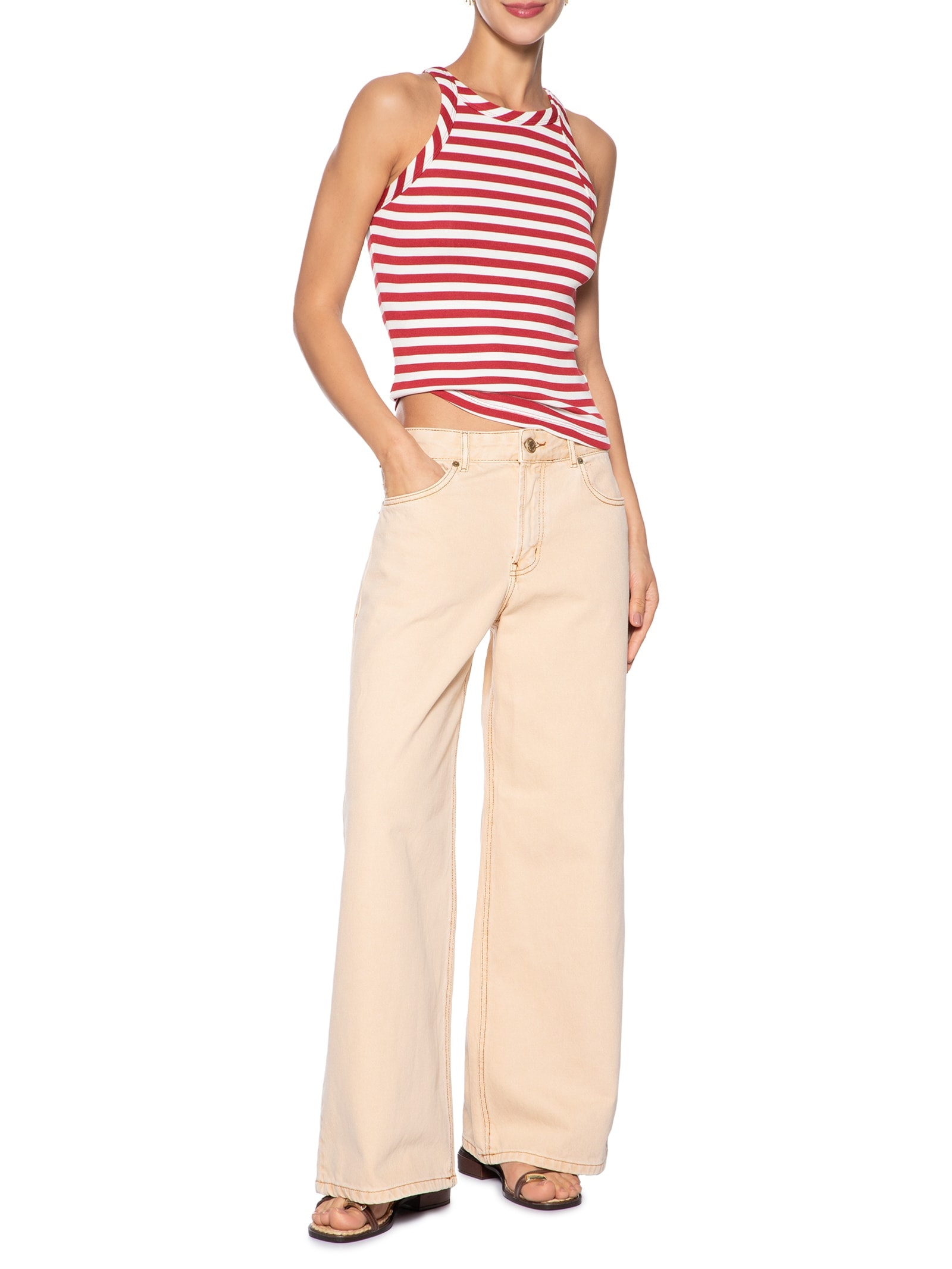 Regata Estampada Listra Entardecer Vermelho Dress To