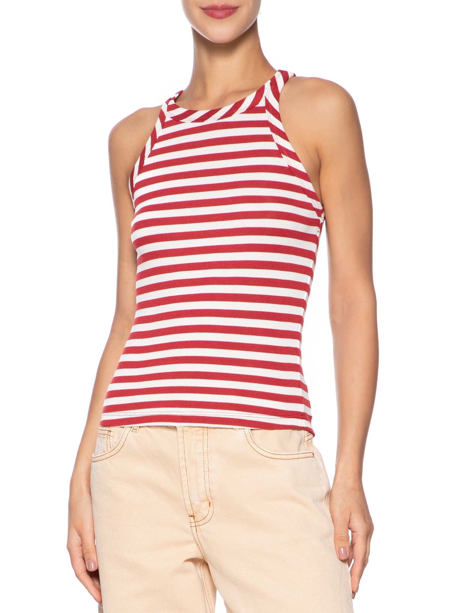 Regata Estampada Listra Entardecer Vermelho Dress To