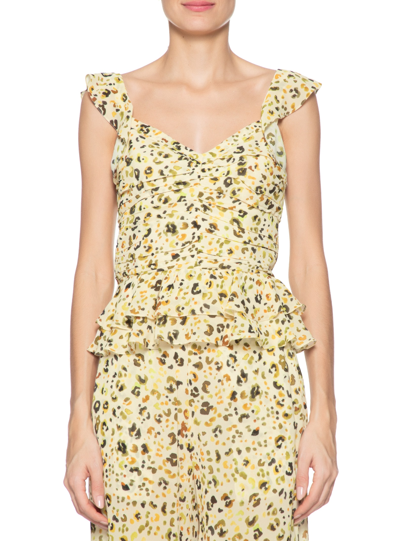 Regata Feminina Alça Babados Aquarela Biscoito Amarelo  Animale