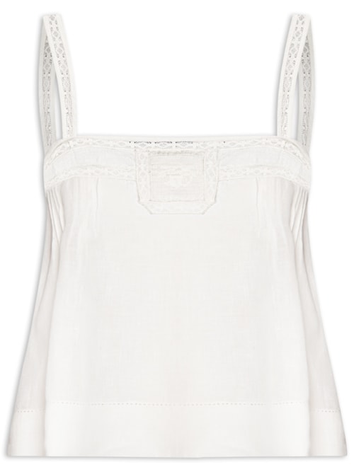 Regata Feminina Alça De Renda Cambraia - Branco
