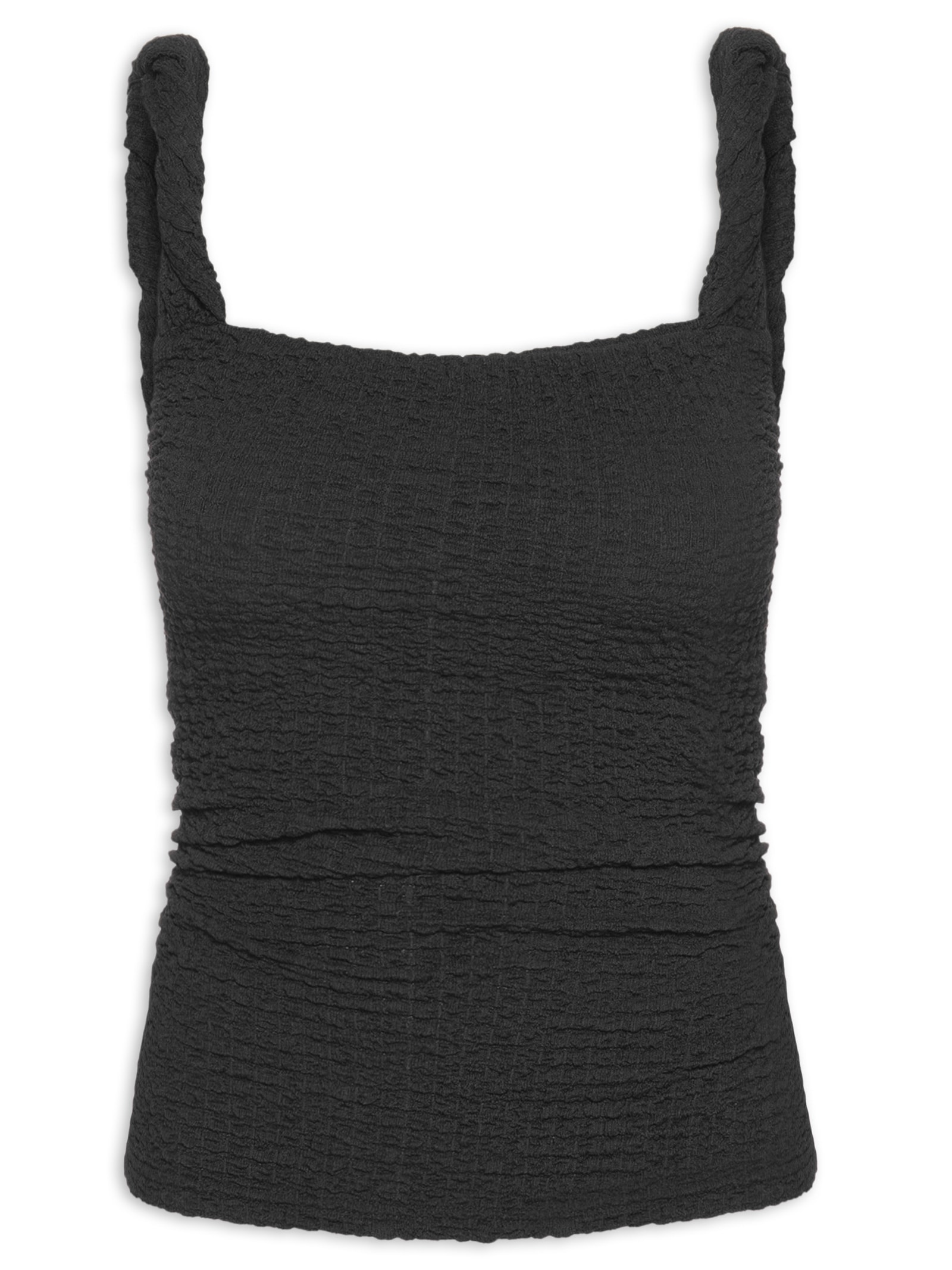 Regata Feminina Alça Torcida Textura Preto Farm