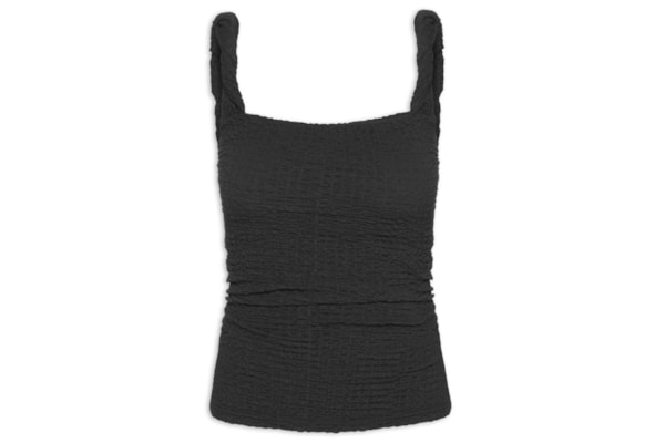 Regata Feminina Alça Torcida Textura - Preto