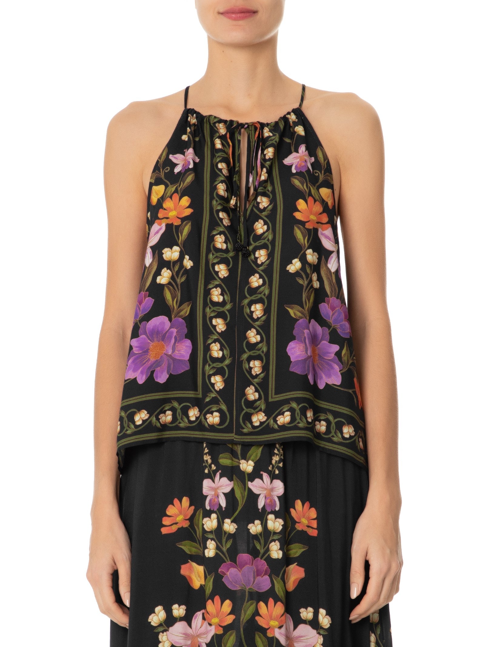 Regata Feminina Alcinha Borboleta Em Flor Preto