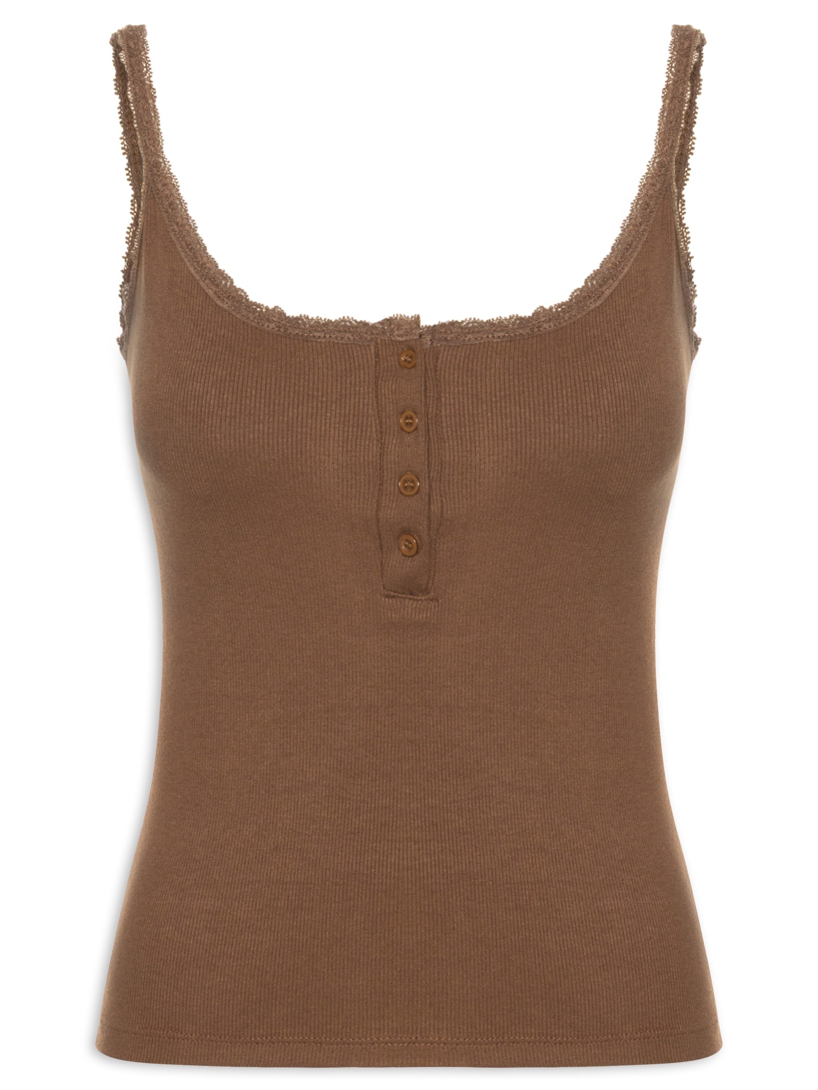 Regata Feminina Alcinha Com Detalhe Marrom Basiq