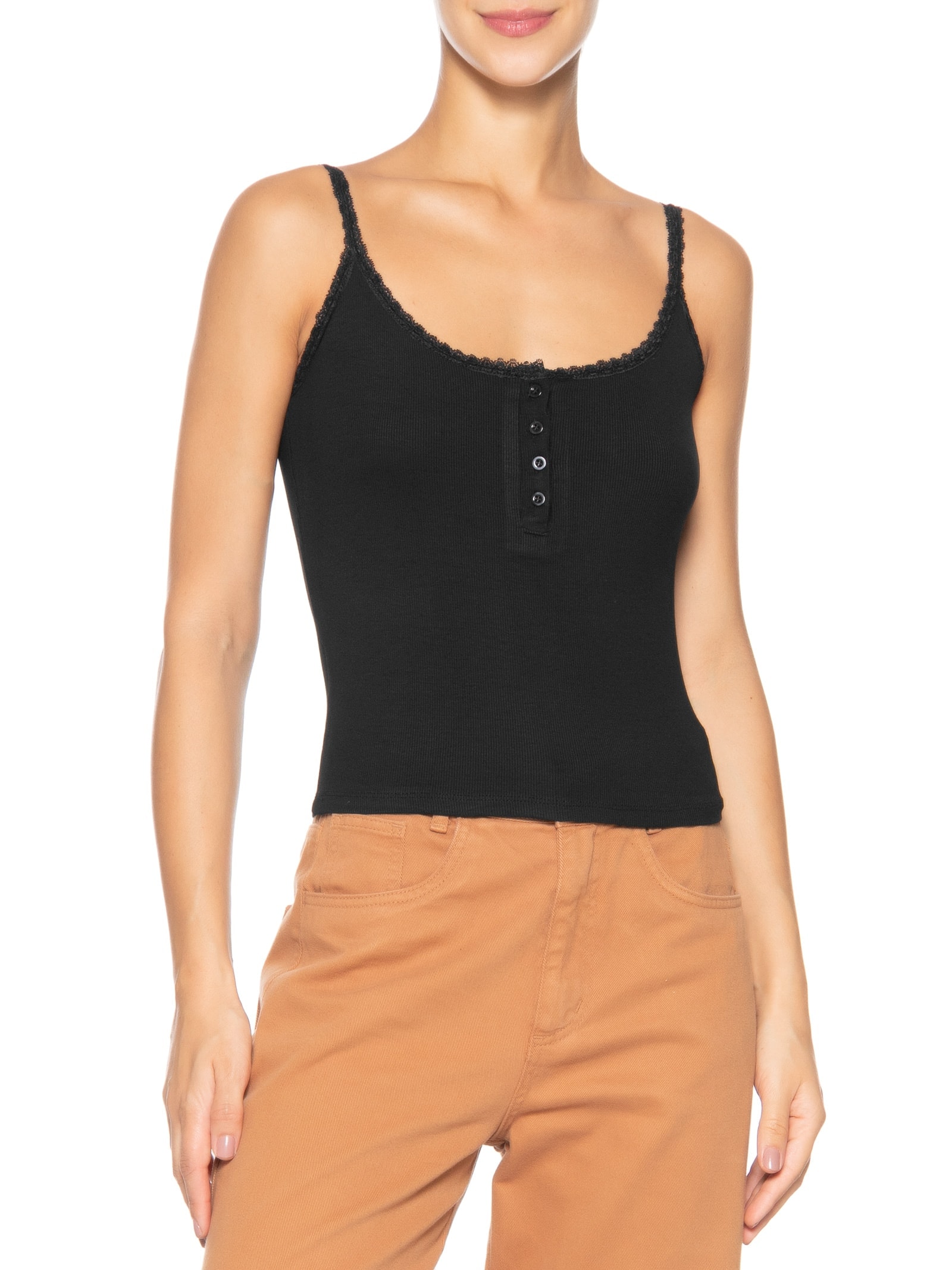 Regata Feminina Alcinha Com Detalhe Preto Basiq