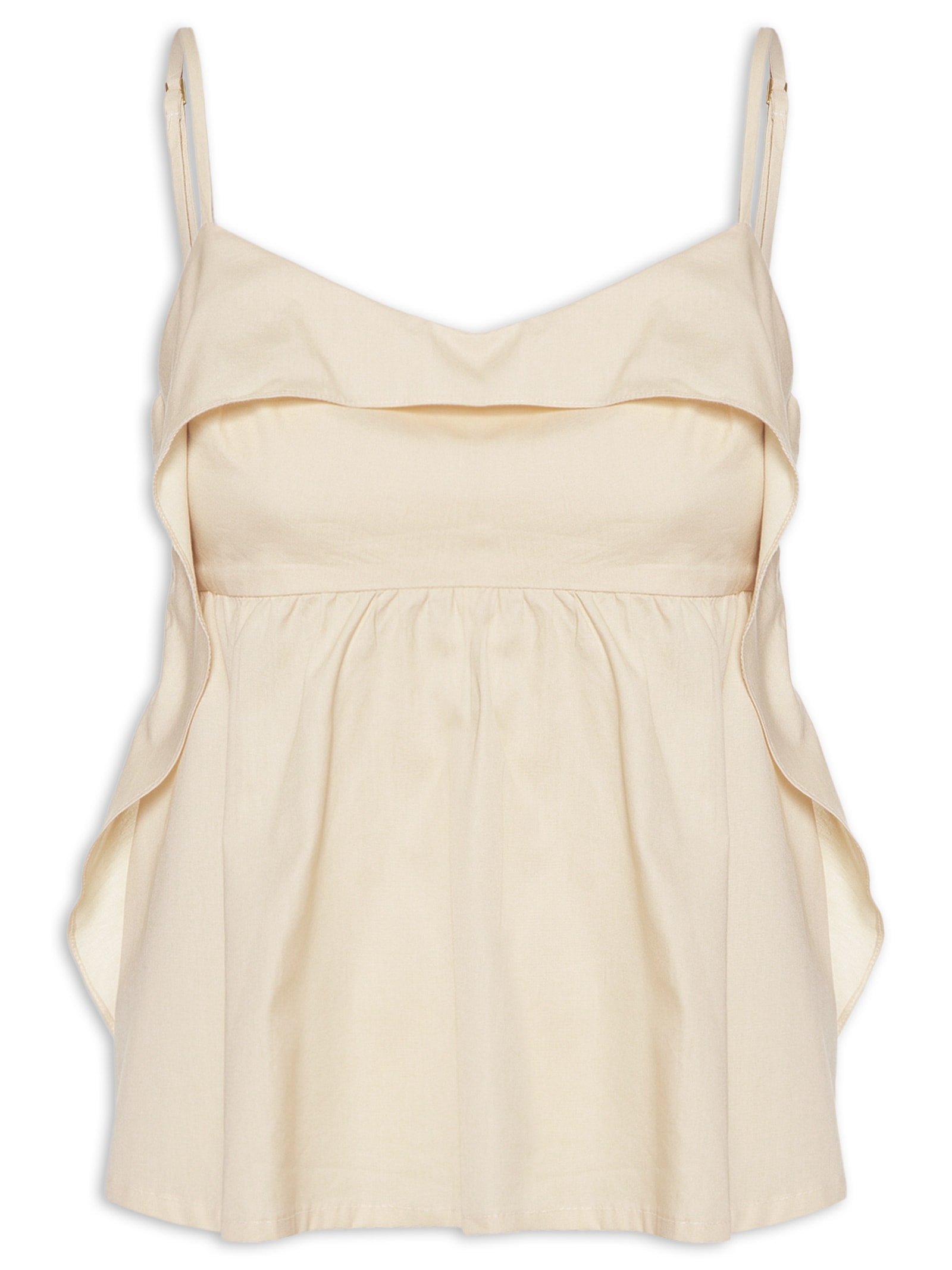 Regata Feminina Algodão Pala Babados Bege Dress To