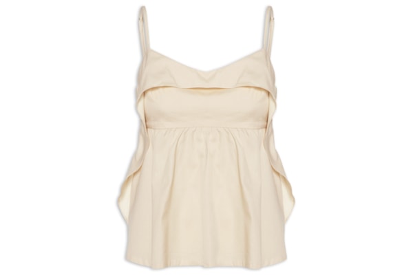 Regata Feminina Algodão Pala Babados - Bege