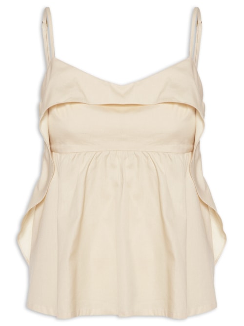 Regata Feminina Algodão Pala Babados – Bege