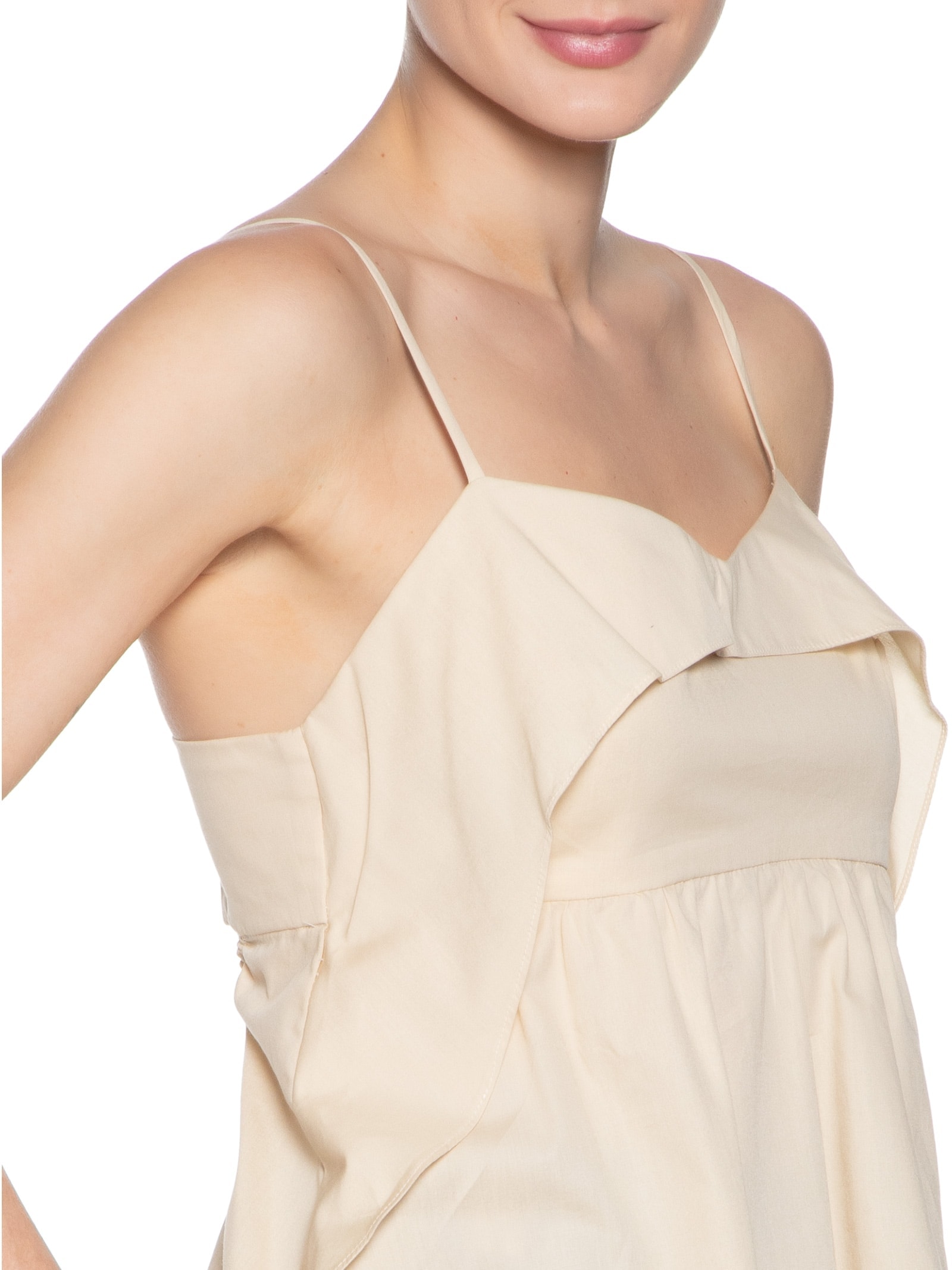 Regata Feminina Algodão Pala Babados Bege Dress To