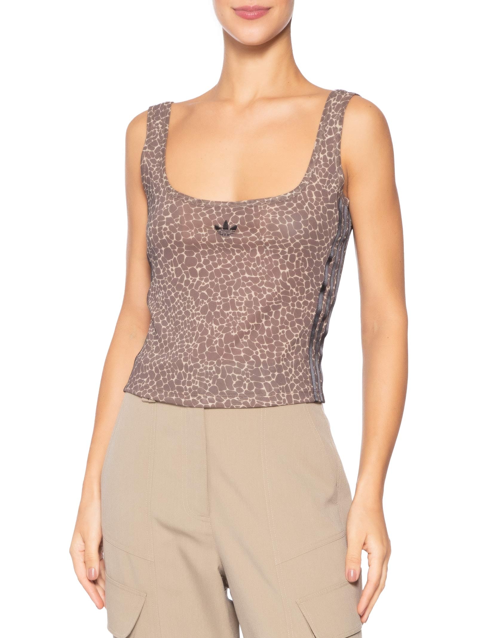 Regata Feminina Allover Print TNK Marrom Adidas Originals