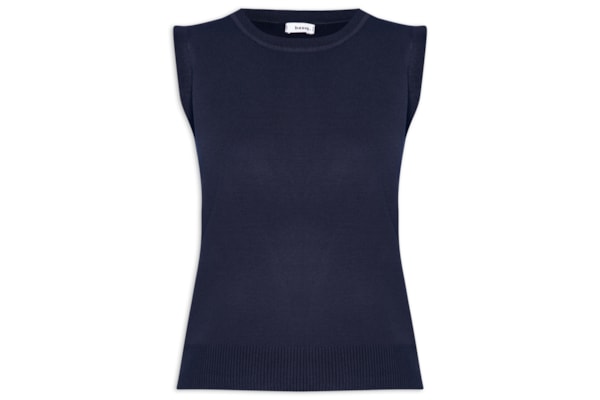 Regata Feminina Alongada em Tricot - Azul