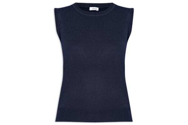 Regata Feminina Alongada em Tricot - Azul