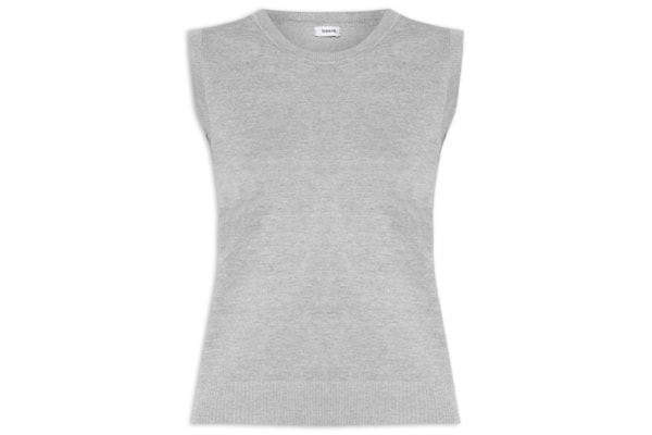 Regata Feminina Alongada em Tricot - Cinza