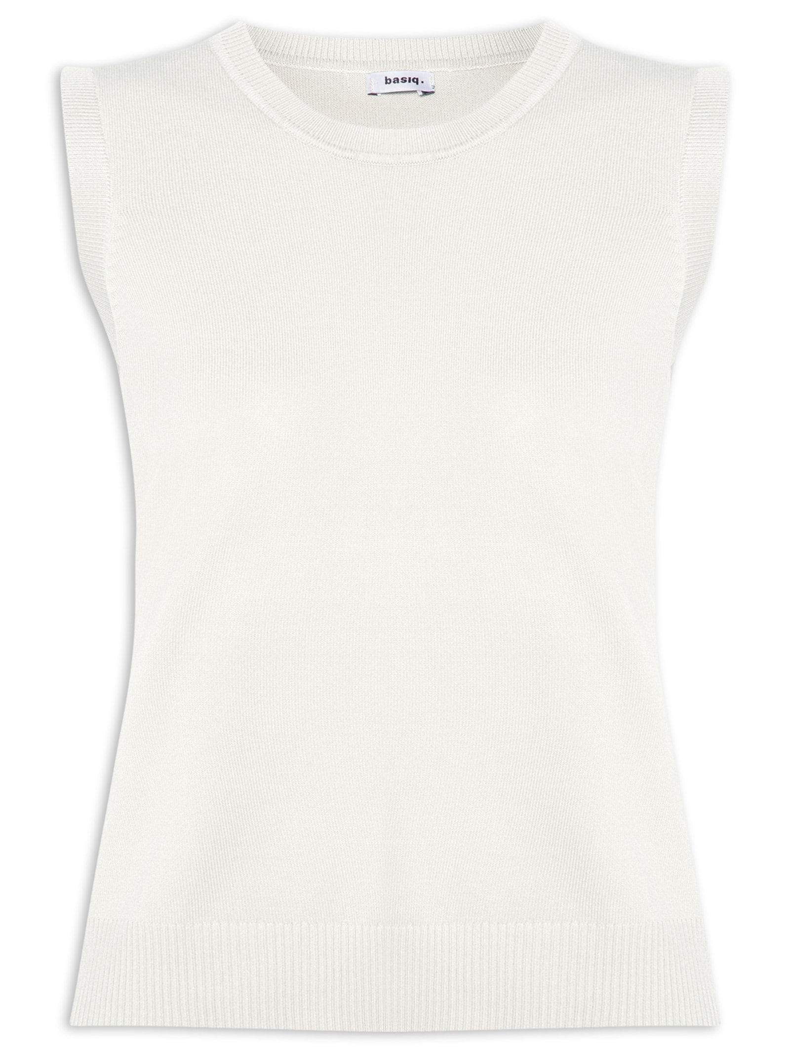 Regata Feminina Alongada em Tricot Off White Basiq