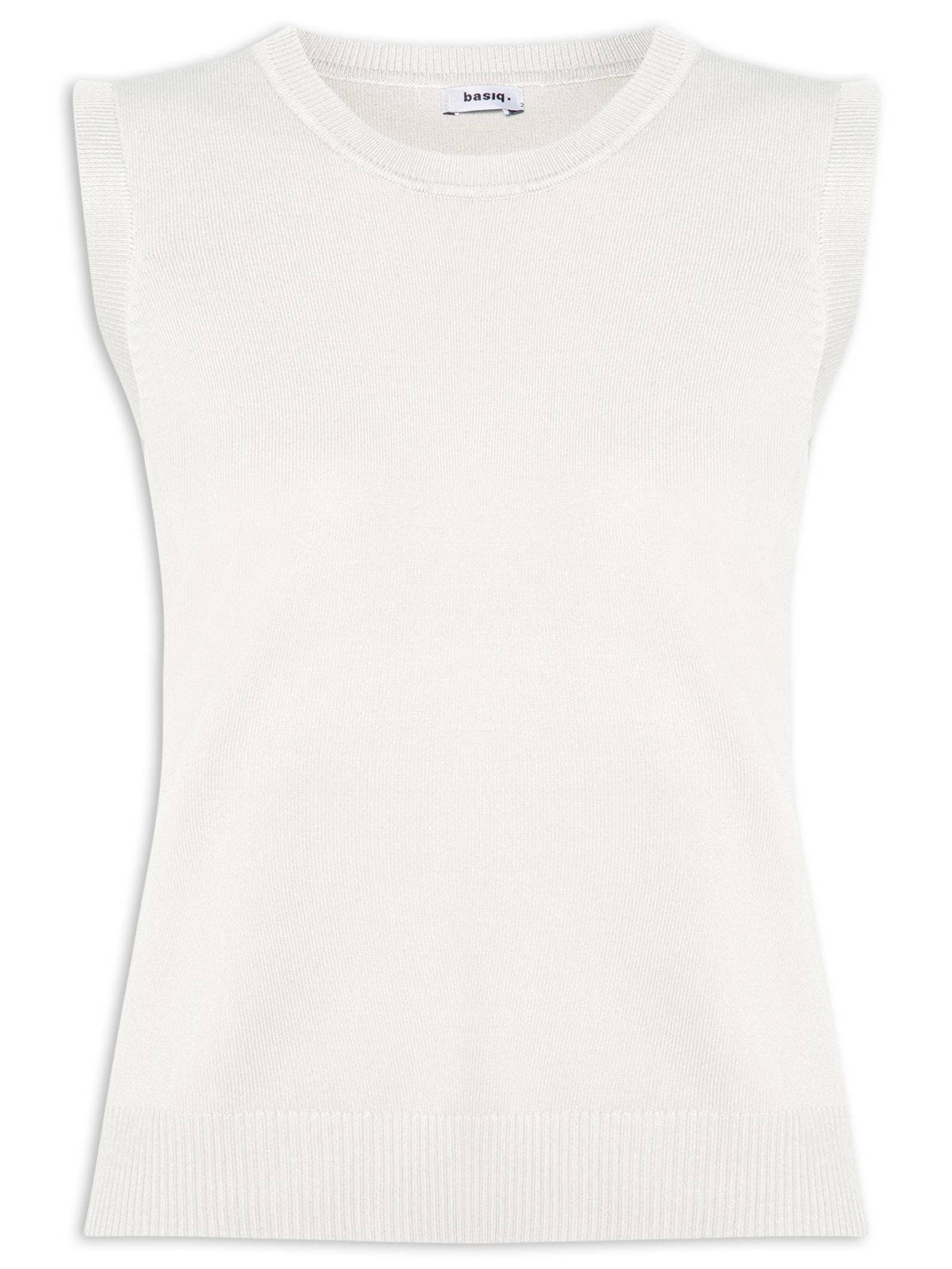 Regata Feminina Alongada em Tricot Off White Basiq