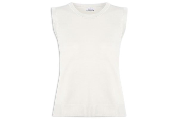 Regata Feminina Alongada em Tricot - Off White