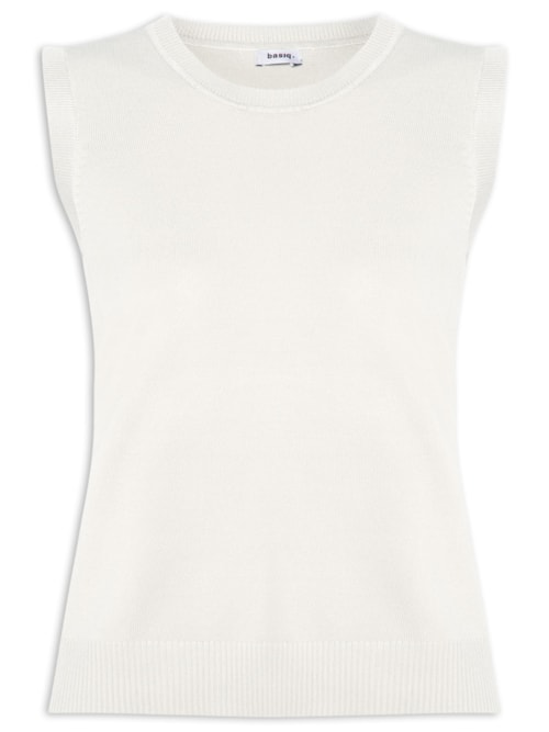 Regata Feminina Alongada em Tricot - Off White