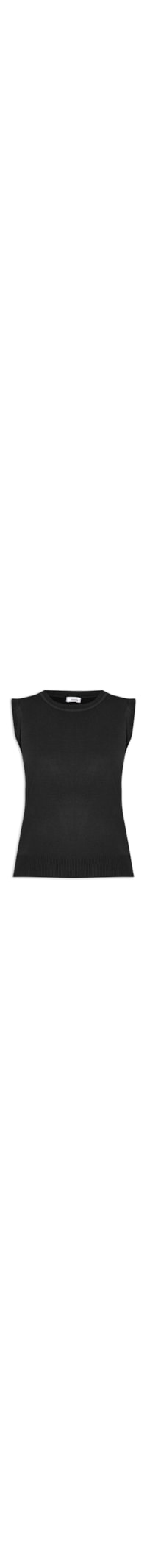 Regata Feminina Alongada em Tricot - Preto