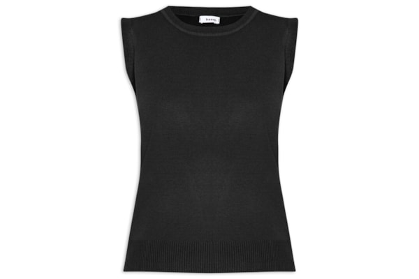 Regata Feminina Alongada em Tricot - Preto