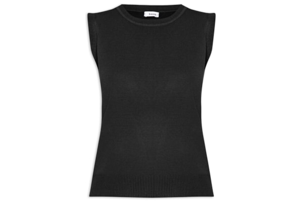 Regata Feminina Alongada em Tricot - Preto