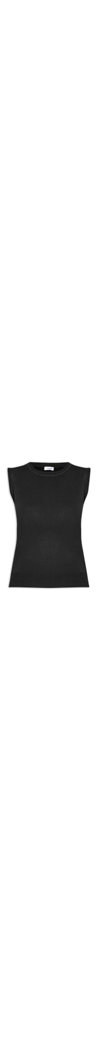 Regata Feminina Alongada em Tricot - Preto
