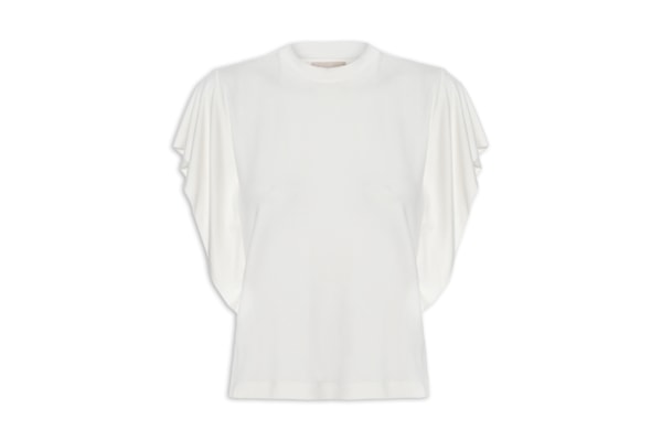 Regata Feminina Aplique Babado - Off White