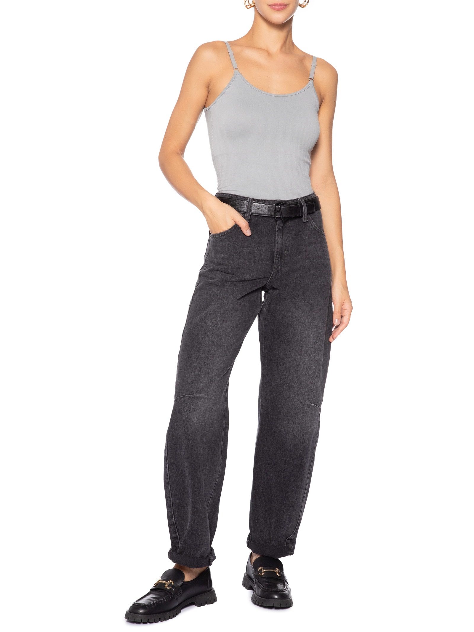 Regata Feminina Básica Alcinha Com Bojo Cinza Basiq