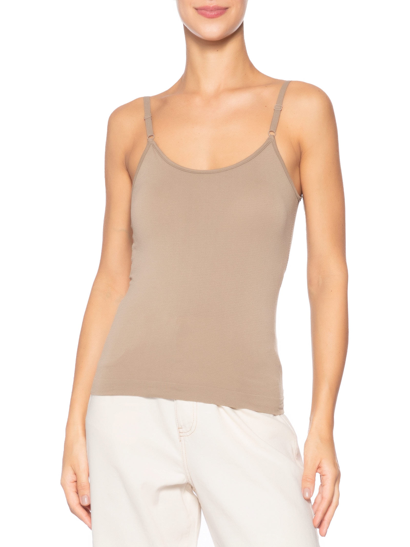 Regata Feminina Básica Alcinha Com Bojo Marrom Basiq