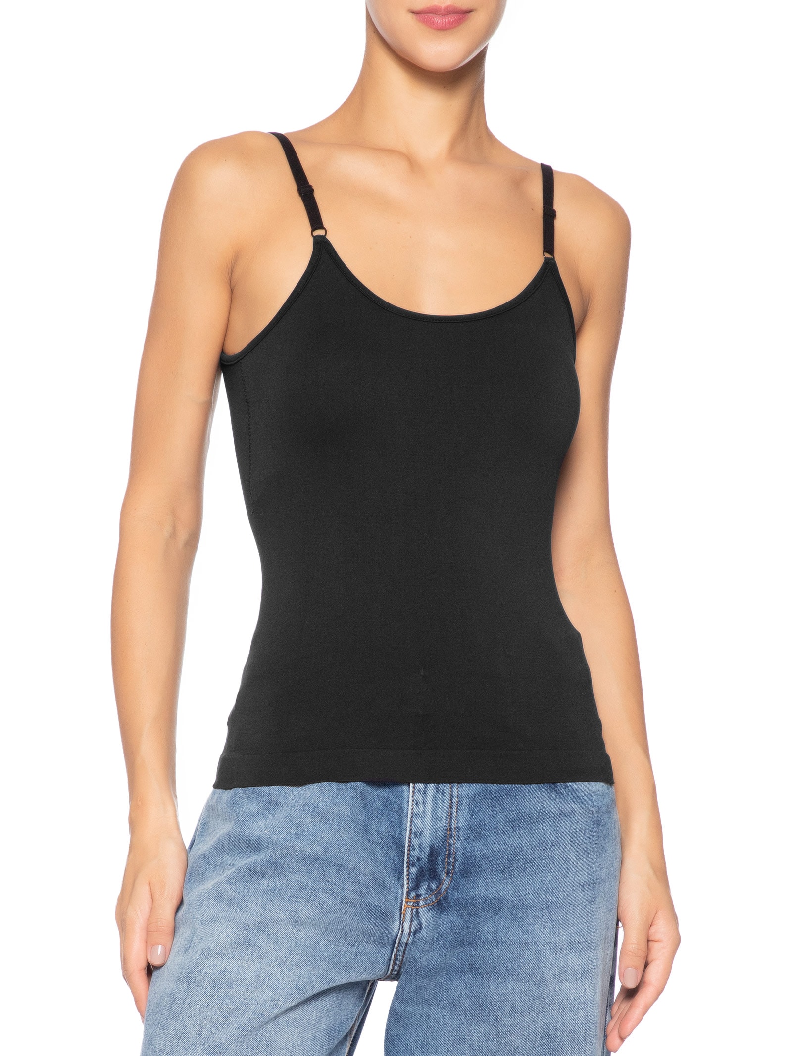 Regata Feminina Básica Alcinha Com Bojo Preto Basiq