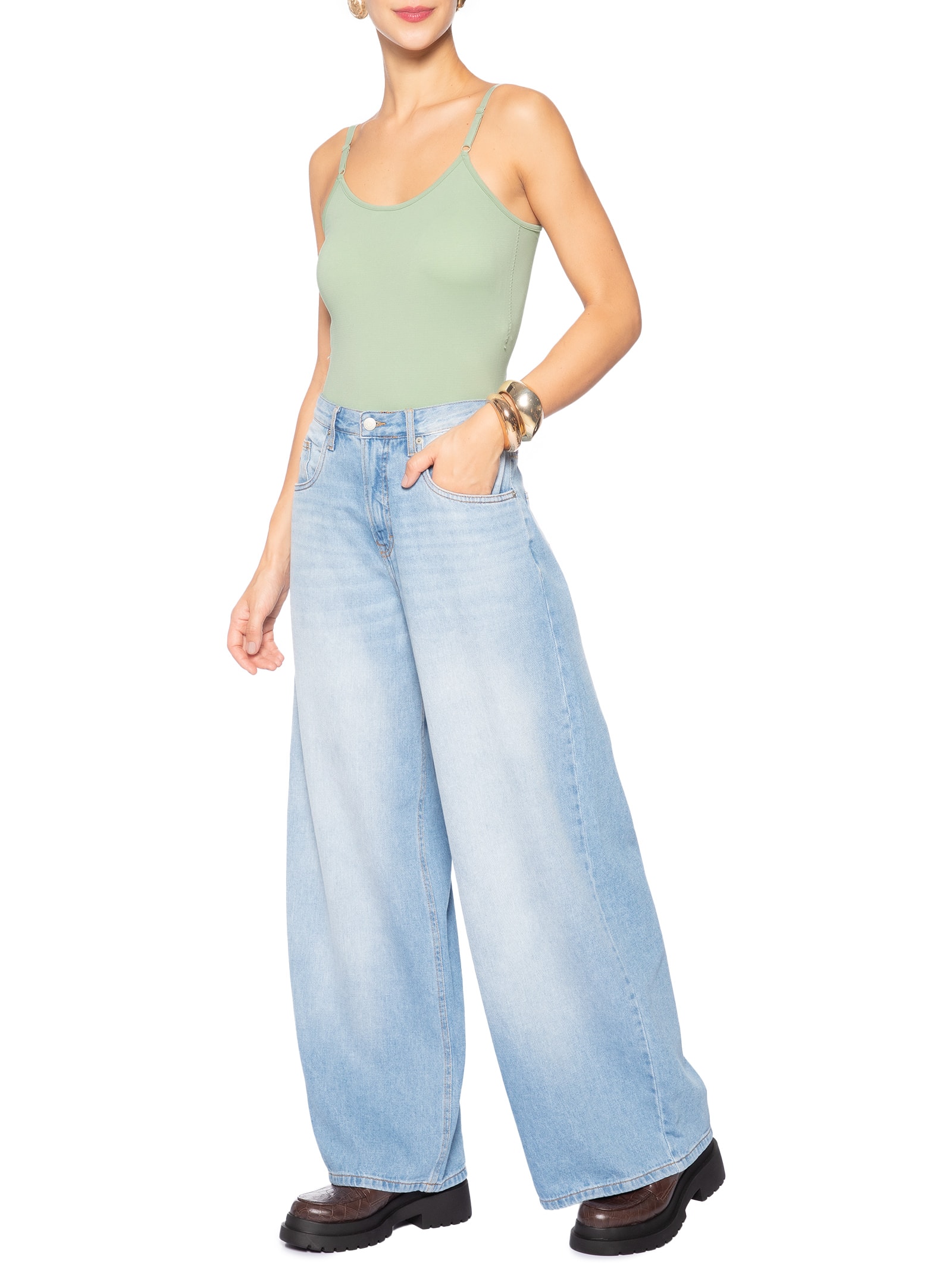 Regata Feminina Básica Alcinha Com Bojo Verde Basiq