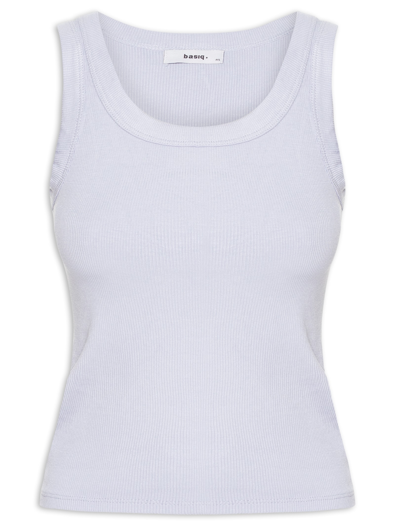 Regata Feminina Básica Canelada Azul Basiq