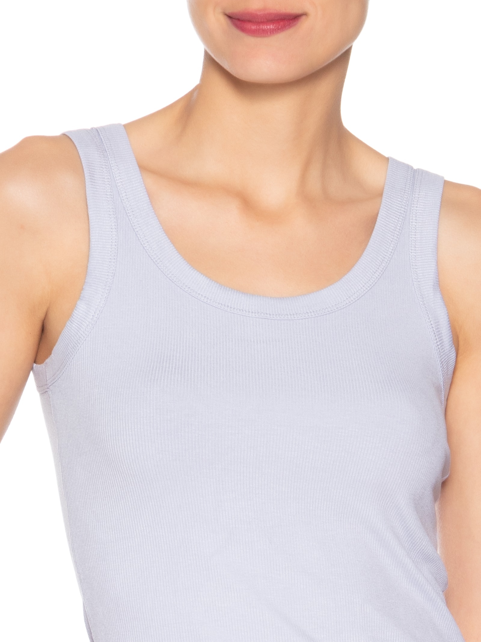 Regata Feminina Básica Canelada Azul Basiq