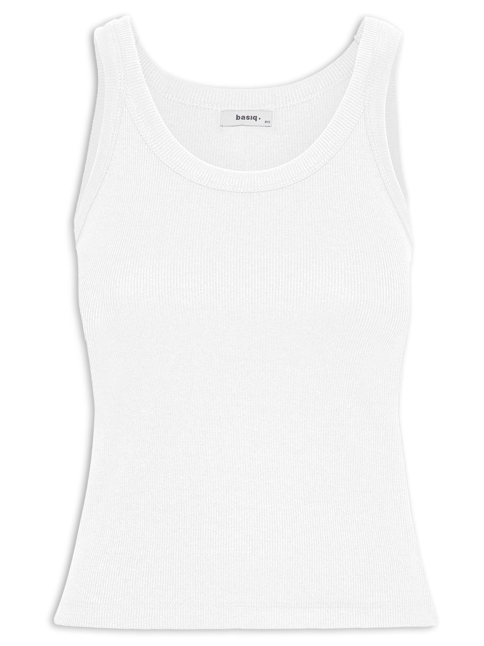 Regata Feminina Básica Canelada Branco  Basiq