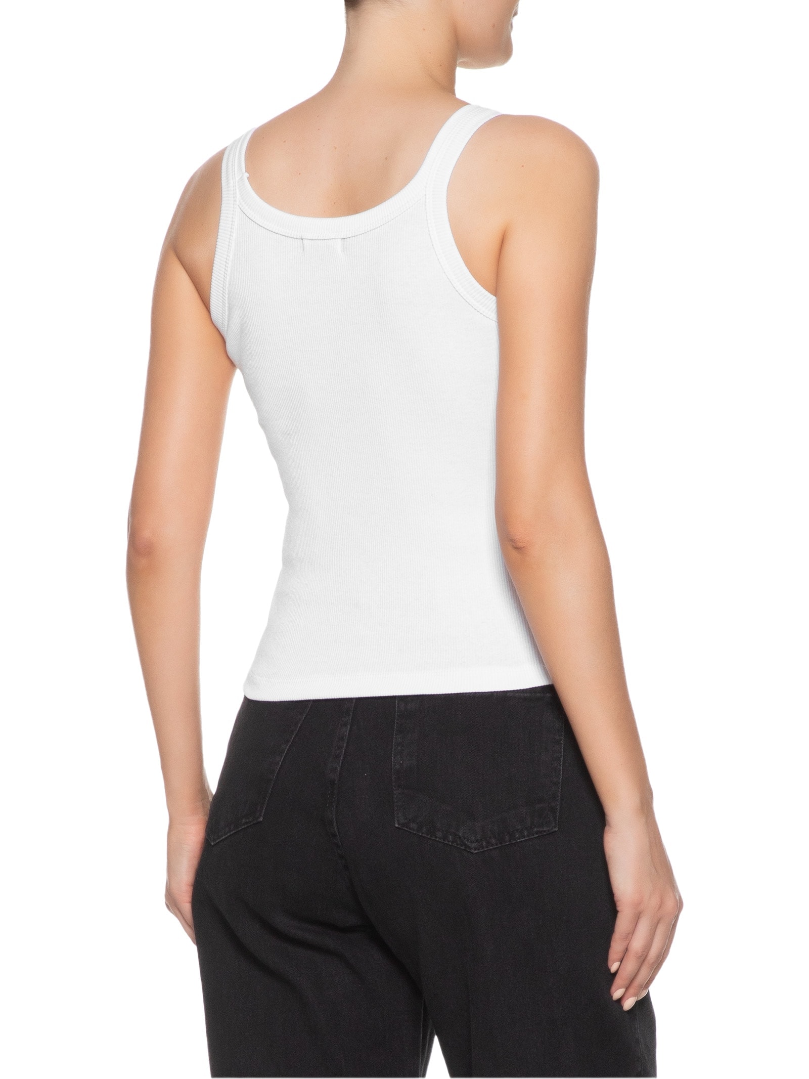 Regata Feminina Básica Canelada Branco  Basiq